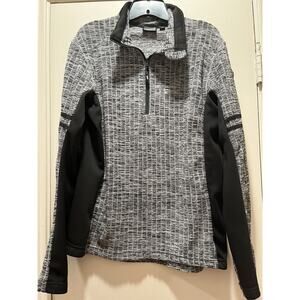 ICEPEAK Men Top Sweater Black/White Ski Top Long Sleeves 1/2 Zip Vail Small